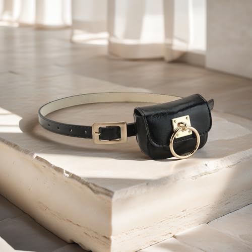 Women Holographic Waist Belt with Mini Purse Y2K PU Leather Belts Dresses for Jeans Pants4