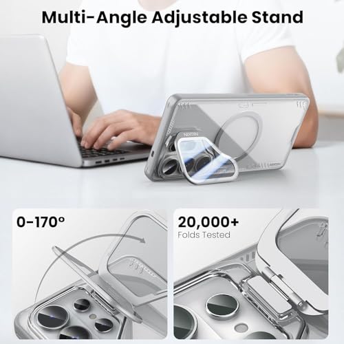 Image of PRITO Nilkin Magnetic Case for Samsung S26 Ultra, Shockproof Protection with MagSafe, Never Yellowing and Biodegradable Material, with Stand & Camera Lens Cover (Gray, S26 Ultra)