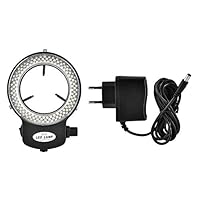 LED Ringlicht, LED Kamera Ring Microscope, Optische Ringleuchte Mikroskop Kamera mit 144 LED Perlen Lichtquelle Einstellbare Helligkeit Mehr Als 18000LUX(EU Plug Schwarz)