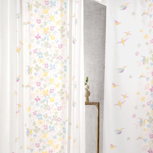 Image of Tranquebar Curtain Co. Window Curtains, 60-65% Room Darkening, Pink-Yellow Floral Print, Cotton Curtains for Window, Cotton Curtains 5 Feet Long Single Piece, BackTabs, Frida (152 cm) - Single Piece