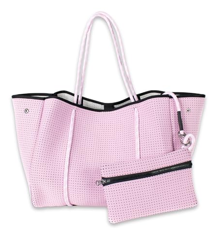 POPUPS Everyday Neoprene Tote Bag for Women with Zipper Pouch Pastel Purple