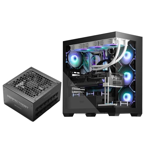 darkFlash DS900 Gabinete para PC ATX con Panel de Vidrio Templado y Fuente de Poder PMT850 Modular (Negro) miniatura 1