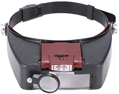 EUQKKWLOY Kopfbandlupe, Handlupe, Kopfmontierte Lupe, 10-fache Kopfbandlupe mit Helmoptik, LED-Beleuchtung, Lupenmikroskop für die Reparatur von Uhren und Schmuck