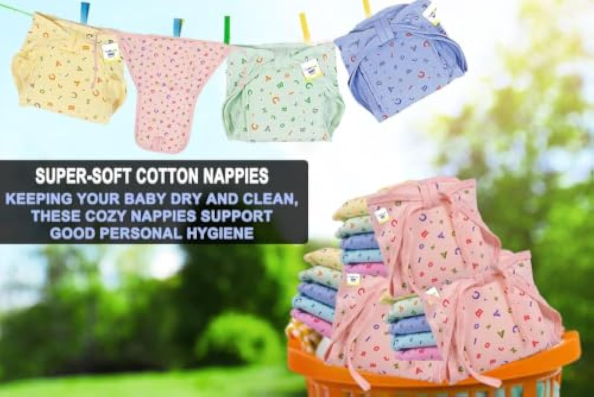 Pack of 12 Cotton Cloth Diapers for Newborns
