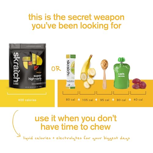 Image of Skratch Labs Super High-Carb Hydration Powder | Carbohydrate Powder with Cluster Dextrin and Electrolytes | Endurance Energy Drink | Mango 16 Servings | Non-GMO, Gluten Free, Vegan, Kosher