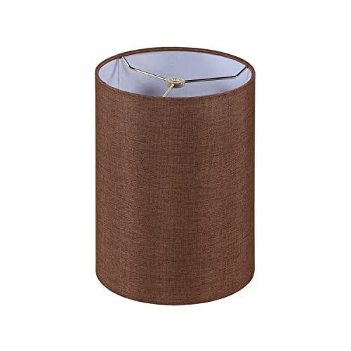 Image of Aspen Creative 31310 Contemporary Drum (Cylinder) Shaped Spider Construction Lamp Shade in Dark Brown, 8 inch wide (8 inch x 8 inch x 11 inch)