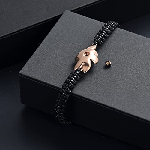 Image of Imrsanl Rose Flower Urn Bracelet for Ashes Cremation Memorial Jewelry of Loved Ones Adjustable Braided Rope Ashes Bracelet Funeral Keepsake for Women