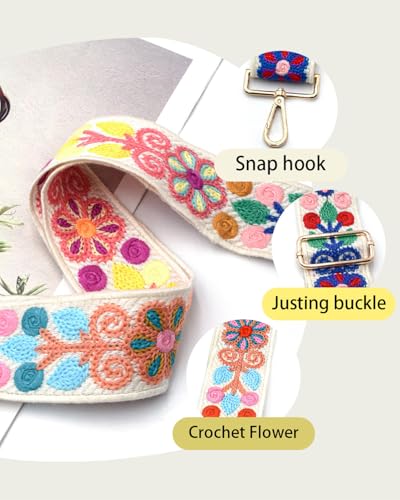 Image of Embroidered Purse Straps Replacement Crossbody Wide Adjustable Bag Straps | Thick Purse Strap for Crossbody Bags,Extra Long Strap,Cross Body Straps for Handbags,Bag Straps for Tote Bags,Shoulder Straps