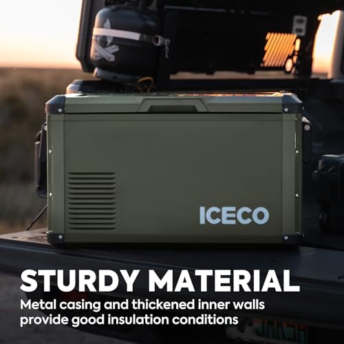 Image of ICECO VL35 ProS 12V Refrigerator, Portable Fridge Freezer with SECOP Compressor, 35L Car Fridge Powered by AC /DC, 0℉-50℉, Electric Cooler for Car, Camping, Home, Travel [Olive Green Edition]
