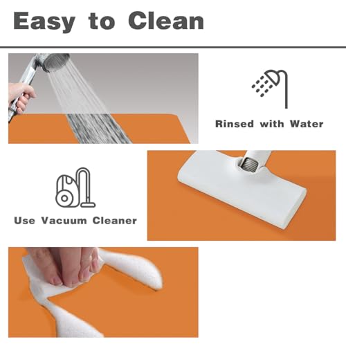 Bath Mat, Bathroom Rugs Non Slip Washable Thin Absorbent Quick Dry Bath Mat Fits Under Door Bathroom Floor Mat Perfect for Bath, Shower, or Sink 36"x60" Orange