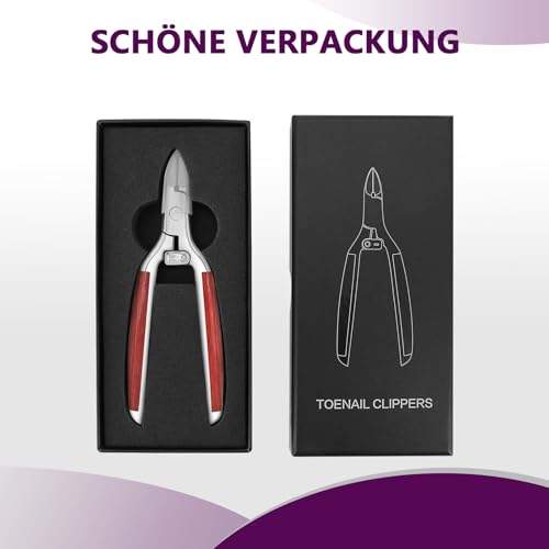 Nagelschere für Dicke und Tief Eingewachsene Zehennägel, Scharf Edelstahl Fuss Nagelzange Eckenzange, Luxus und Professionell