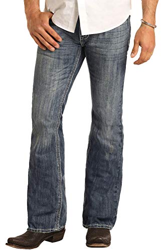 Rock & Roll Denim Men's and Pistol Med Slim Bootcut Jeans Blue 36W x 30L3
