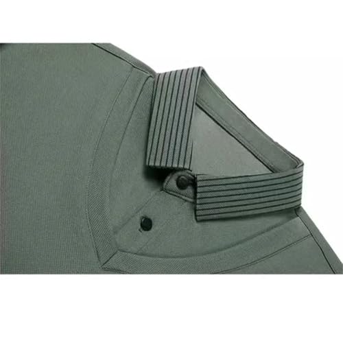 Men Long Sleeve Business Polo Shirts Turn-Down Collar Breathable Tops4