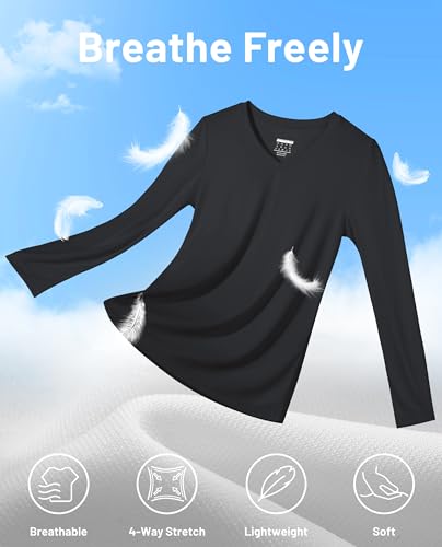 MAGCOMSEN SPF Shirts for Women Long Sleeve Workout Tops V-Neck UPF 50+ UV Sun Shirt Quick Dry Performance Tees Swim Tops3