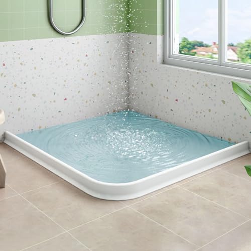 Silicone Wet Room Bathroom Floor Seal Screen Door Seal Strip Shower Dam Prevents Overflow of Water | Waterproof Self-Adhesive and Bendable Waterproof Strip for Wet and Dry Separation (1 M)