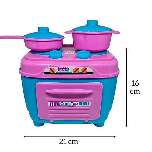 Kit Fogãozinho com 2 Panelas Rosa Cozinha de Brinquedo Menina + Mini Mini Mercado c/Comidinhas e Ces