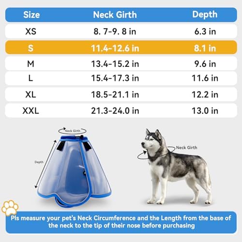 Vithael Upgraded Dog Cone Collar for Large Medium Dogs, Soft Dog Cone with Double-Layer Design, Adjustable Pet Recovery Collar for Dogs After Surgery, Elizabethan Collar (S, Blue) - 2