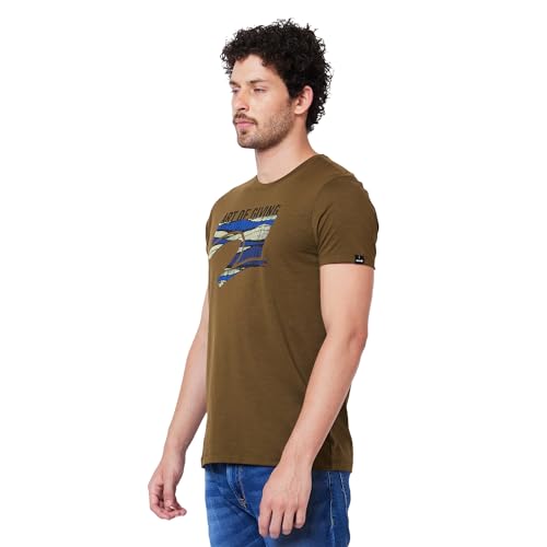 Image of Spykar Men's Slim Fit Round Neck Half Sleeve Solid Casual T-Shirt