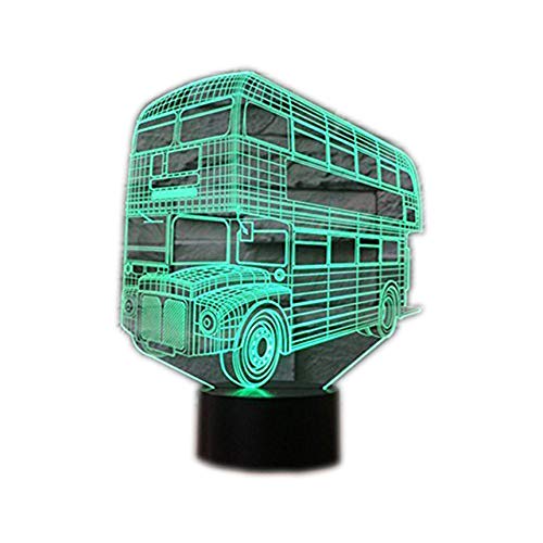 Decorative night lamp with 3D illusion of the Ahat brand with Smart Touch button for offices or homes(Autobús de Dos Pisos)