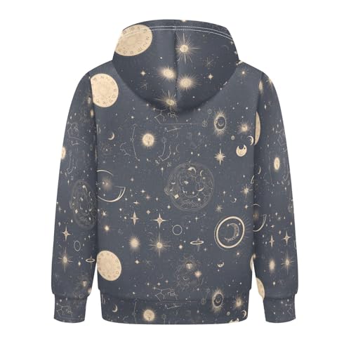 KLL Mandala Moon Sun Zodiac Boys Girls Sweatshirts Crewneck Pullover Hoodie with Kangaroo Pocket2