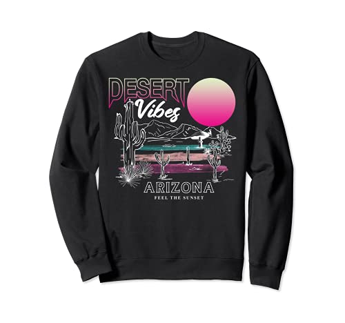 Vintage Desert Vibes Retro Style Cactus Feel Sunset Arizona Sudadera