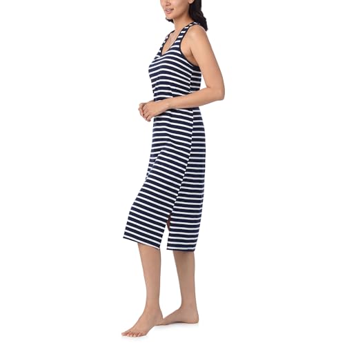 Nautica Womens Sleep Dress 100% Cotton Jersey Knit Racerback Full Length Nightgown with Slit2