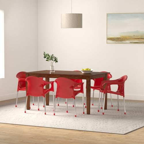 Image of Cello Metallo Chair Set Pack of 2 - Red | Strong and Durable | Easy to Clean | Chair for Living Room, Bed Room, Kitchen, Office Room, Outdoor | 3 Years Warranty