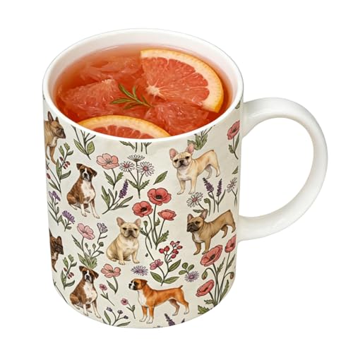 da caffè da viaggio, tazze in ceramica con stampa bulldog, tazze stampate con bulldog francese, per latte, ghiaccio, acqua, succo, latte, tè, birra, caldo, freddo, mamma, papà, moglie, amica