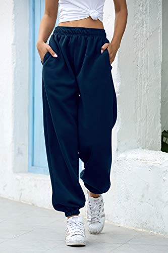 Image of Women's Cinch Bottom Sweatpants Pockets High Waist Sporty Gym Athletic Fit Jogger Pants Lounge Trousers