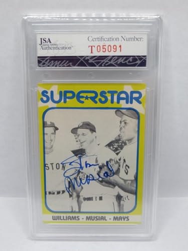 Stan Musial Saint Louis Cardinals Signed Superstar Slabbed Baseball Card Jsa Coa - Baseball Slabbed Autographed Cards