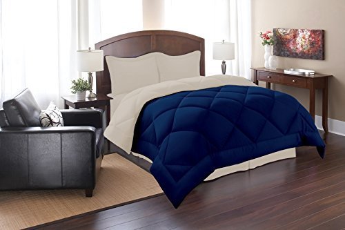 Super Soft Goose Down 2pc Reversible Alternative Comforter, Twin/Twin XL, Navy/Cream