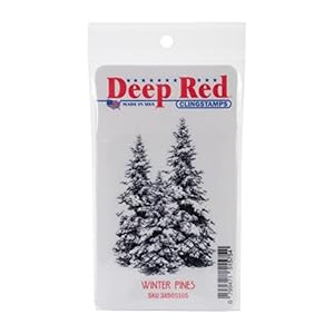 Deep Red Clingstamps Winter Pines Ablösbarer Stempel