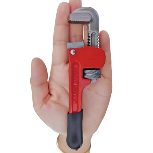Image of Rayfox 6 Inch Small Pipe Wrench Adjustable Mini Plumbing Wrench for Tight Spaces Heavy Duty Straight Plumber Tool with Floating Hook Jaw and I-Beam Handle (red)