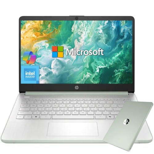 Image of HP 14 inch HD Student Business Laptop, Intel N150, 4GB RAM, 192GB Storage | (128GB UFS + 64GB SD Card), 1 Year Office 365, 720p Webcam, Slim Design, Copilot AI, WiFi 6, Win 11, Willow Green