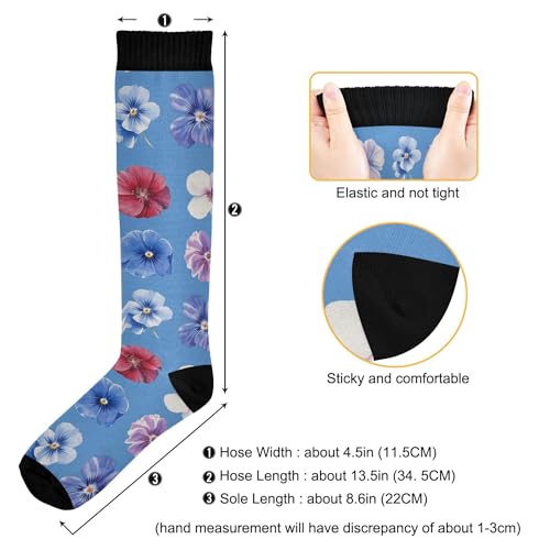JUNZAN Fruit Butterflies Blue Womens Compression Socks Circulation Long Socks Knee High Socks Tube Socks for Mountain Bike3