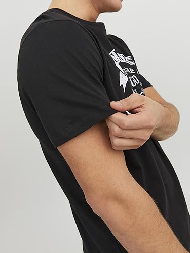 JACK & JONES T-Shirt Logo Crew Neck T-Shirt, Schwarz (Black), X-Small (Packung mit 2) 6