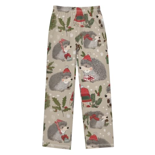 ZZXXB Hedgehog Pine Branches Boys Long Pants Soft Trousers Elastic Waist Kids Lounge Bottoms with Pockets S-XL
