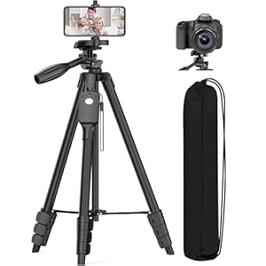 XXZU Tripod,60″ Camera Tripod with Travel Bag,Cell Phone Tripod with Remote,Professional Aluminum Portable Tripod Stand with Phone Tripod Mount&1/4”Screw,for Phone/Camera/Projector/DSLR/SLR