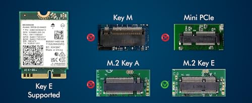 Image of WiFi 7 Adapter for Intel BE200 | M.2 PCIe Format | Tri-Band 2.4 /5 /6 GHz | Up to 5.8 Gbps | WiFi Card for PCs | Bluetooth 5.4 Compatible | for Intel PC with Windows 10 /11 | BE200NGW