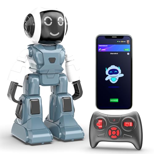 Image of Mirana Moonwalker | Smart Interactive Chat-GPT AI Robot Toy for Kids | USB Rechargeable Type-C | AR Games & In-Built Bluetooth Speaker | Remote & App Controlled | Gift for Boys & Girls 2+ Years (Grey)