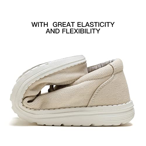 SANNAX Sapatos femininos de lona, mocassins casuais para mulheres, leves, confortáveis, sapatos de b