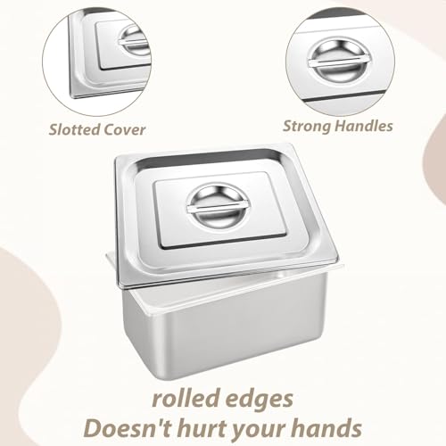 STARVAST 4 Pack Steam Table Pan Lid, 1/2 Size Stainless Steel Table Pan Covers, Universal Hotel Pans with Lids for Buffet Roasting Pans（Only Lid) - Thumbnail 2