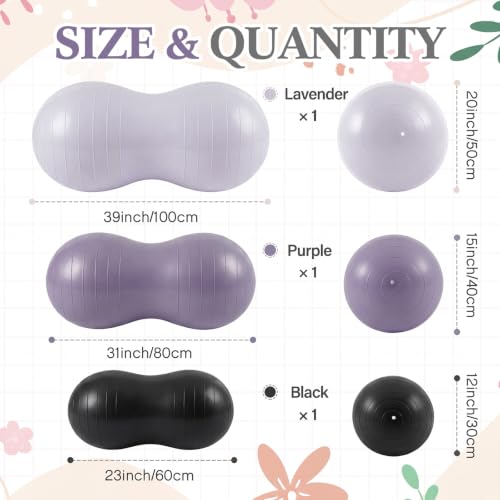 Image of Jexine Peanut Ball Set for Kids Yoga Balance Exercise Ball for Pregnancy & Home Gym, Includes 1 Pump & Different Size Options
