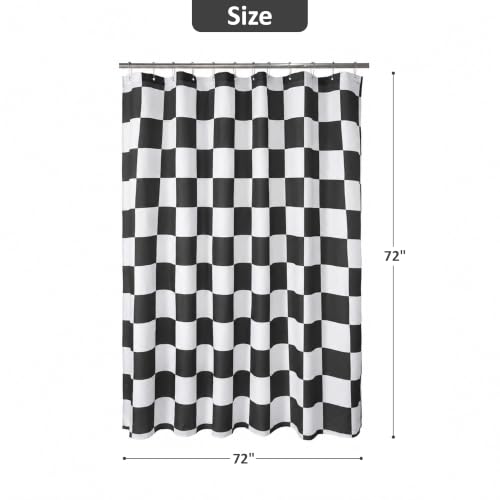 Image of N&Y HOME Fabric Shower Curtain or Liner Black and White Checkered