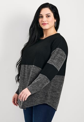 Women's Plus Size Leisure Splice Hacci Top3