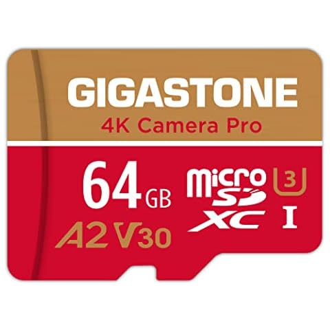 Gigastone 4K Kamera Pro 64GB MicroSDXC Speicherkarte und SD-Adapter Cover