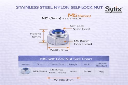 Image of SYLIX M5 Thread Stainless Steel Nylon Self-Lock Nut (pack of 25pcs)