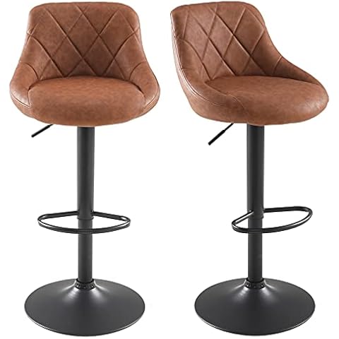 Millhouse DM585 Modern Bar Stools Set, Leatherette Exterior, Adjustable Swivel Gas Lift, Black Footrest and Base for Breakfast Bar, Counter, Kitchen and Home Barstools (DM585-Amalfi-Brown) Cover