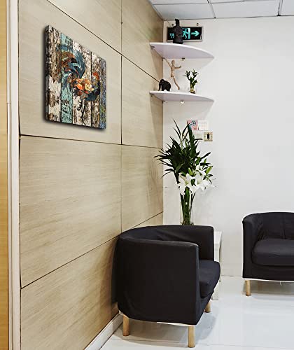 Vintage Farmhouse Bathroom Canvas Print Rooster Rustic Bathtub Wall Art Contemporary Decorative Picture Paintings Wall Decor For Bathroom Living Room Canvas Art Wall Decor Office Bathroom Decor #TOP6