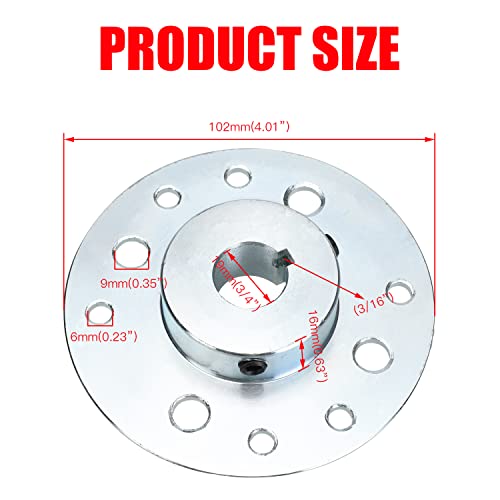 GREHUA Go Kart Sprocket Hub 3/4" Bore 3/16" Keyway with Hardware Kit Compatible with Drift Trike Carter Mini Bike Dune Buggy Quad ATVs Rear Axle Rod Brake Drum Mounting Steel Heavy Duty Parts - Thumbnail 3